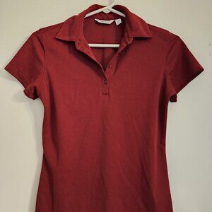 Lady Hagen Golf Shirt XS Collard Button Down Cap Sleeve Maroon\Red
